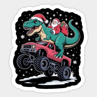 Christmas Monster Truck Dino Santa Sticker